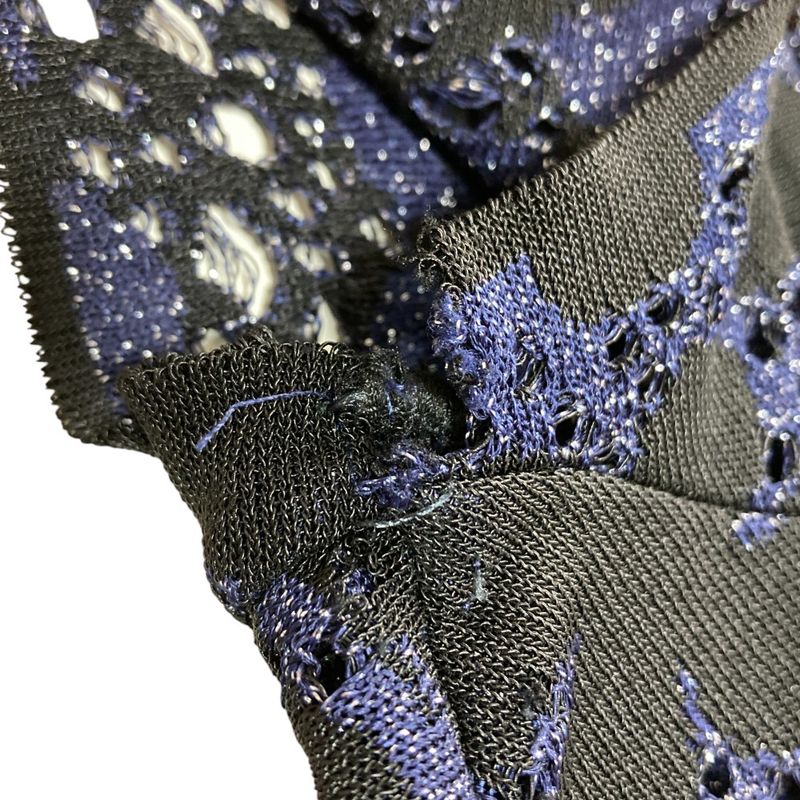 Good Christian Dior Cutwork Short Sleeve Blouse Cut and Sewn Navy Black Women