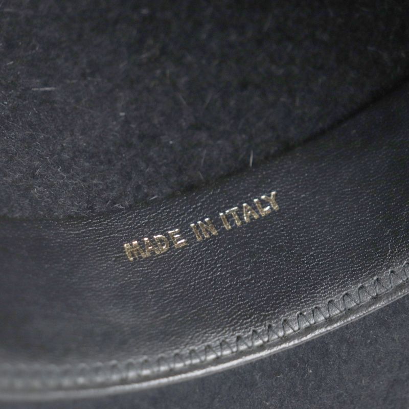 Hermes Lapin Felt 100% Leather Use Serie Button Medium Fold Hat Black 60 Made