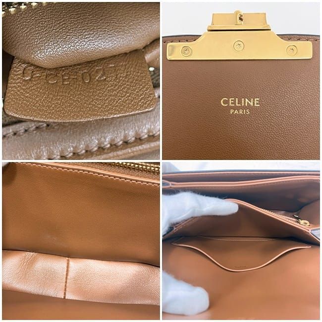 Celine Shoulder Bag F21151 White Brown Triomphe