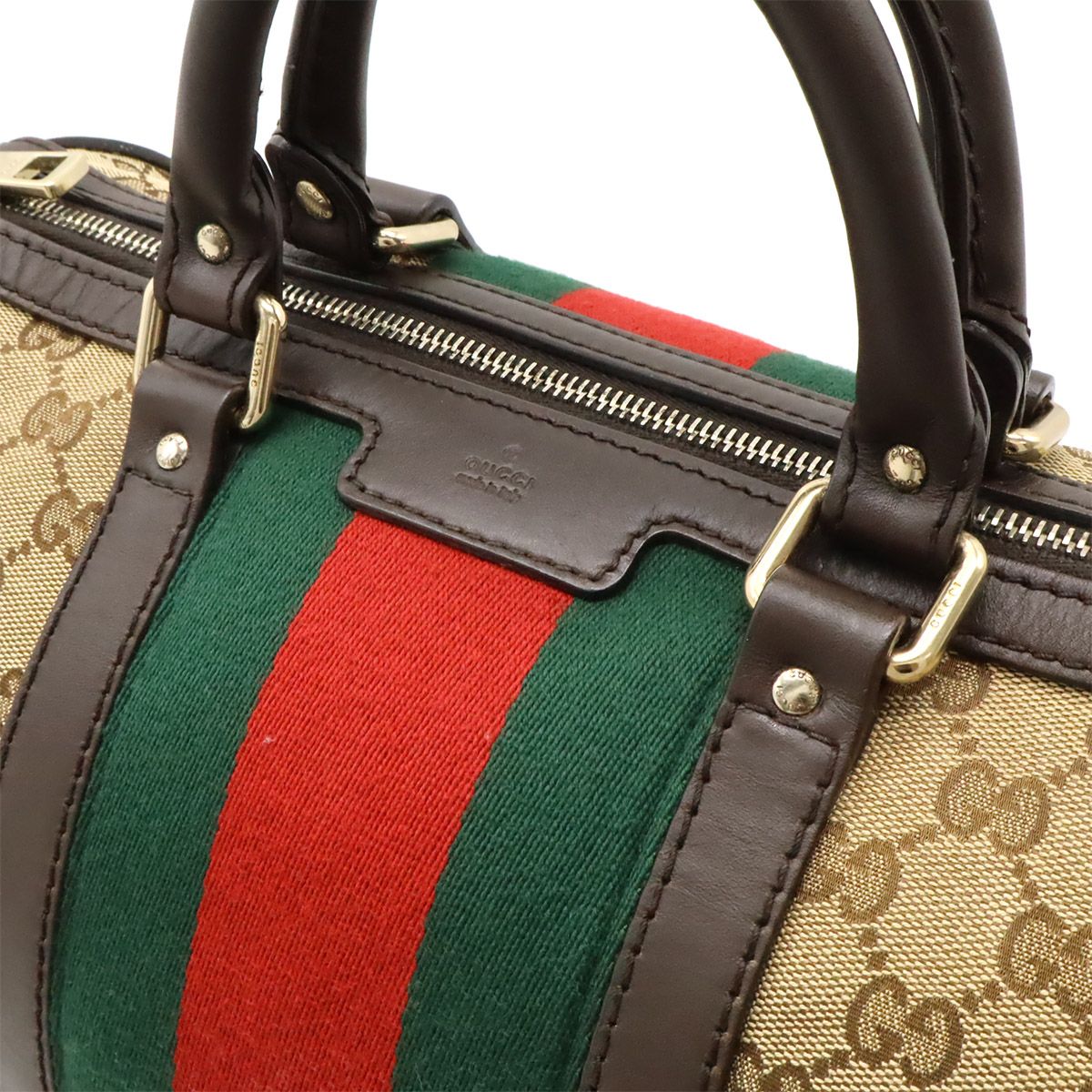 Gucci GG Canvas Sherry Line Handbag Mini Boston Bag 2WAY Shoulder Bag Leather