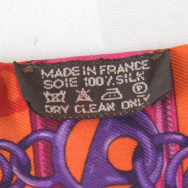 Hermes Twilly Chain Pattern Scarf Silk Orange Vivid Color