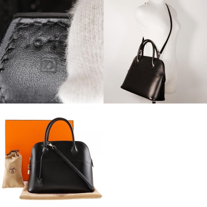 Hermes Bolide 31 Box Calf Black/silver Hardware □D Ladies Handbag