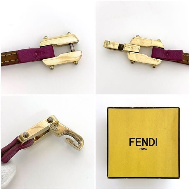 Fendi Bracelet Pink Gold Ec20703 Excellent Condition Leather