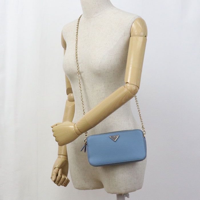 Prada Chain Saffiano Leather 1dh010 QHH F0637 Crossbody Shoulder Bag Leather