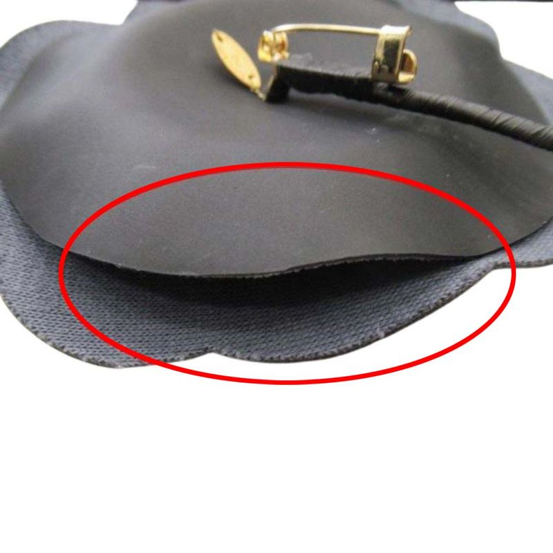 Good Chanel Camellia Leather Corsage Brooch Formal Accessory Black Ladies Used