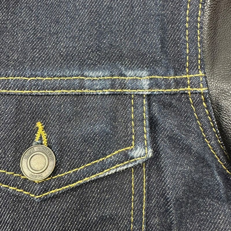 Saint Laurent 13aw Leather Sleeve Denim Jacket Leather Sleeve Denim Jacket Up53