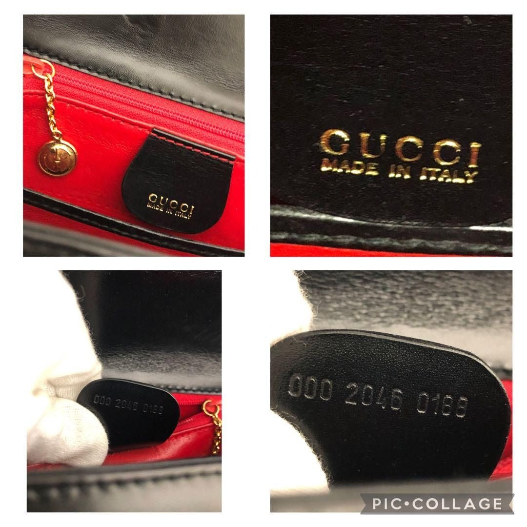 Gucci GG Bamboo 1947 Vintage Shoulder Bag Purse Black Leather Handle