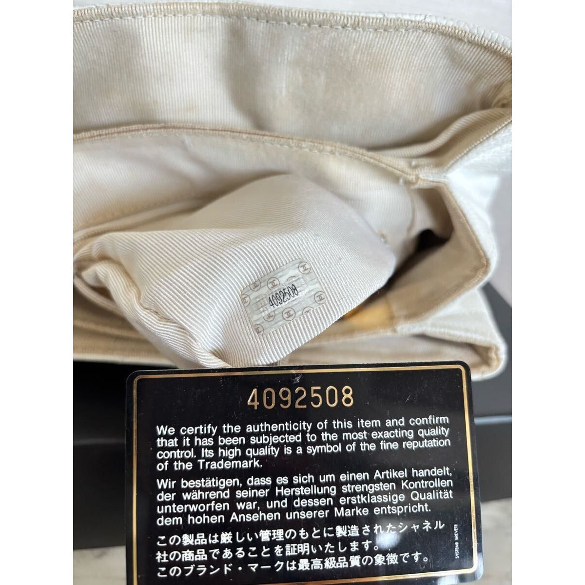 CHANEL 24K Vintage Caviar Quilted Classic Backpack White Ivory Purse