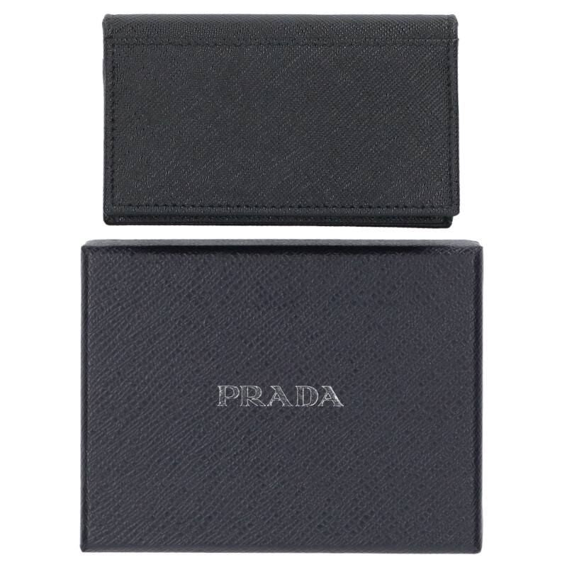 Prada 1mc122 Triangle Plate Saffiano Leather Card Case Men's