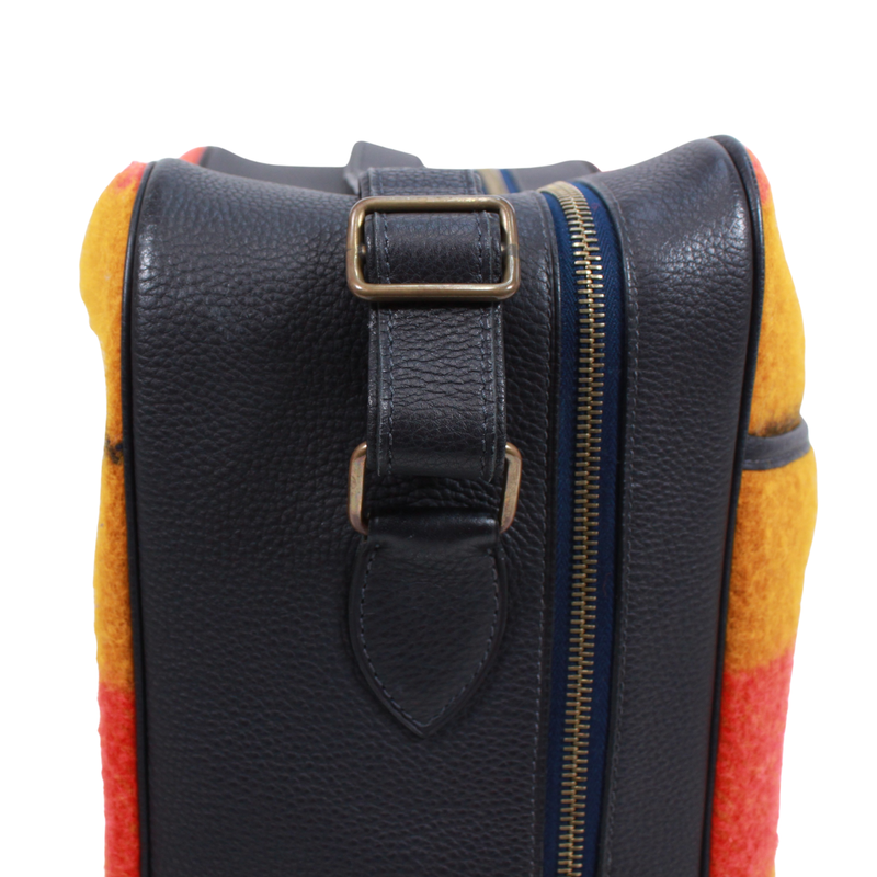 Hermes Lo Cabasall Victoria Leather X Wool Yellow X Orange X Navy Shoulder Bag