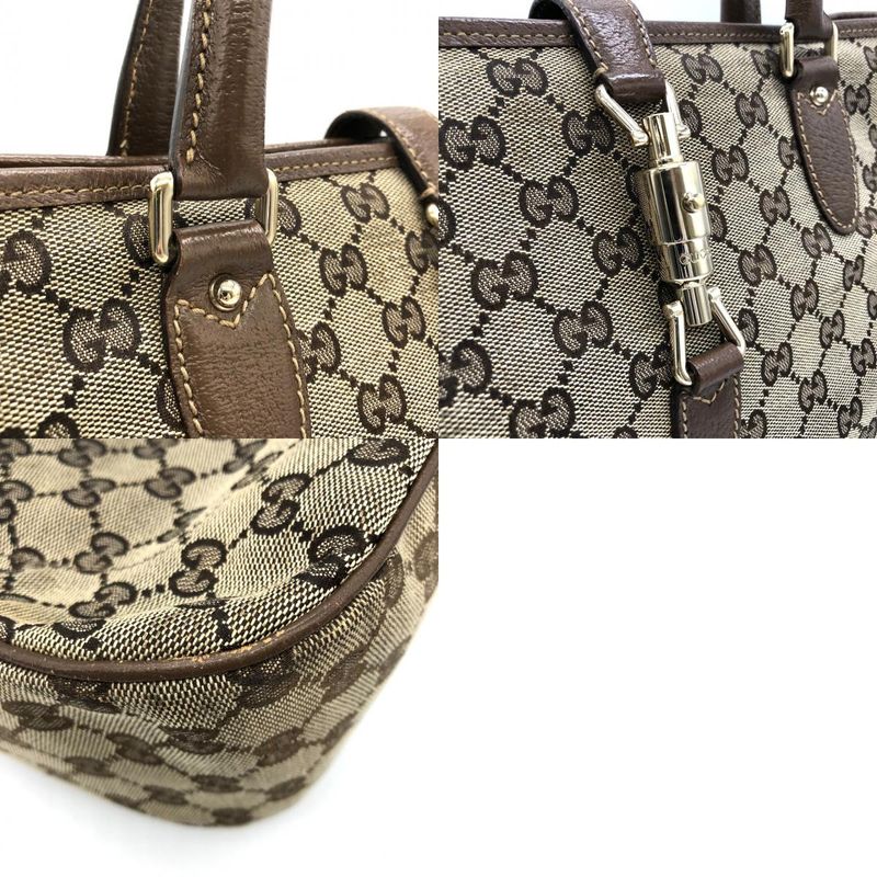 Gucci 145818 Tote Bag New Jackie GG Canvas Brown Beige Ladies Men Fashion