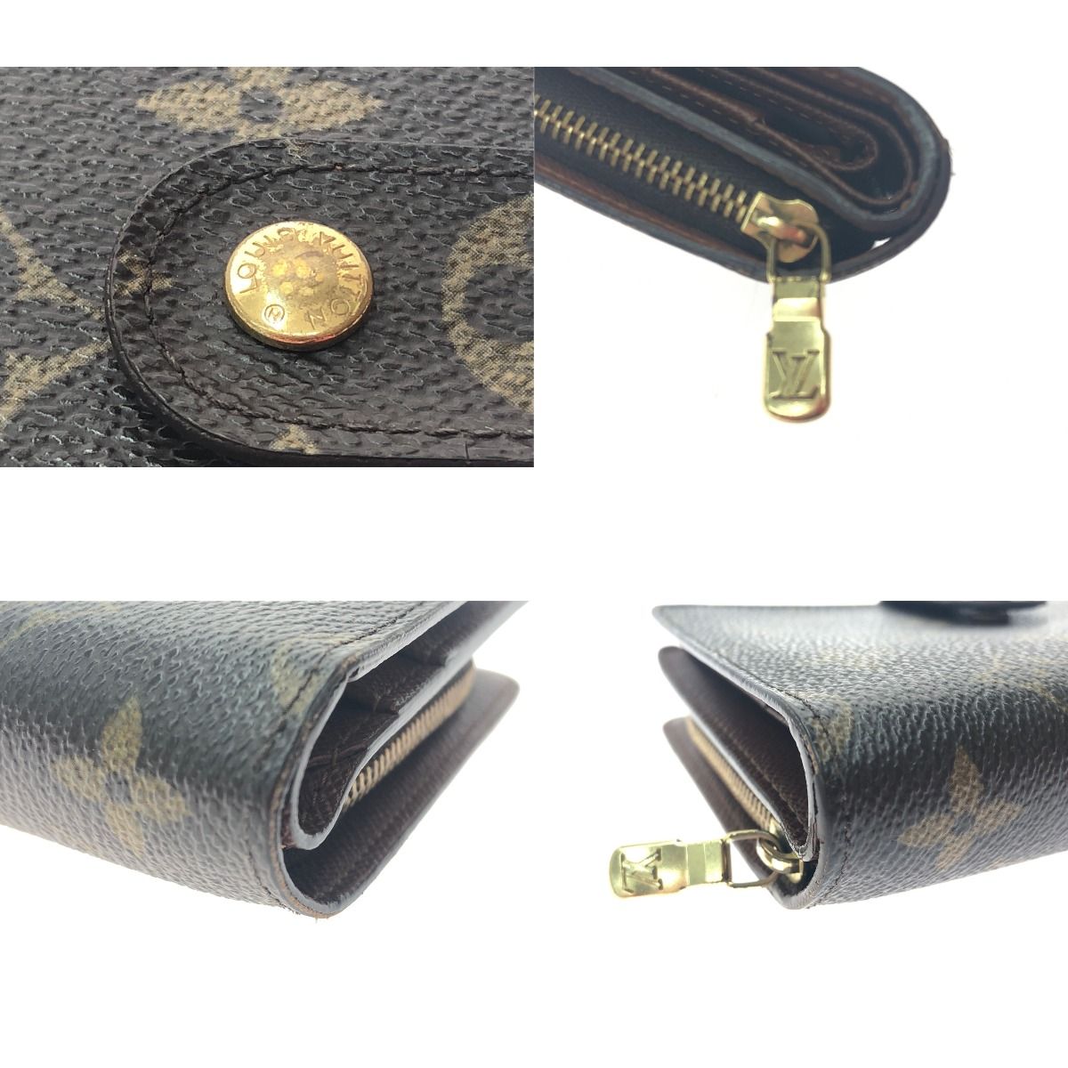 Louis Vuitton Women's Bifold Wallet Monogram Porte Papier Zip M61207 Brown