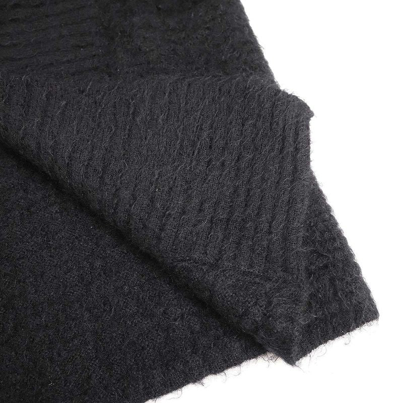 Hermes Mohair Knit Gown Coat Black 40