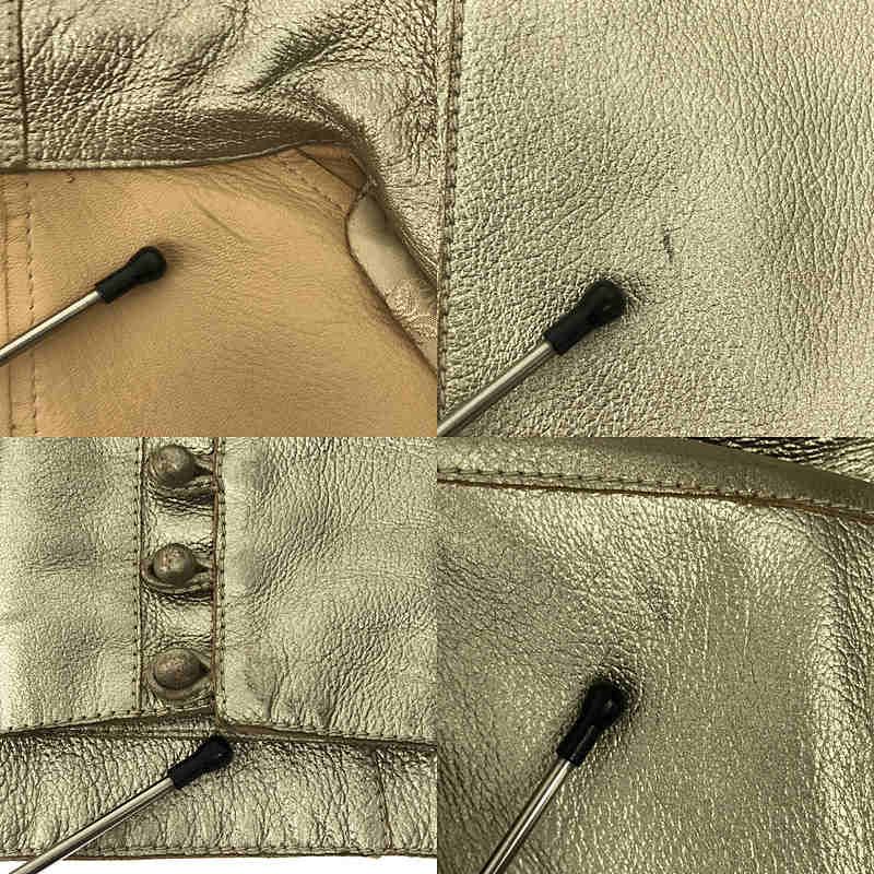 Loewe - Tucked Button Detail Leather Jacket - 36 - Silver - Women