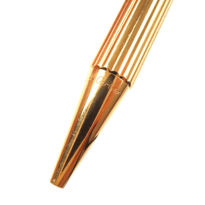 Cartier Trinity Striped Logo Engraved Twist Ballpoint Pen Gold
