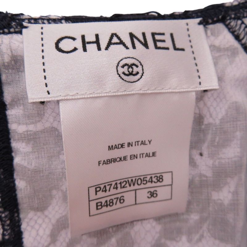Chanel Camellia Lace Floral Short Sleeve Blouse Cut And Sewn Size 36 P47412w0543
