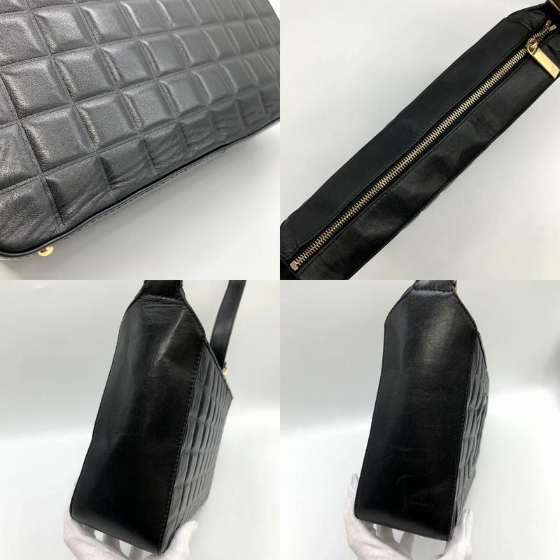 Chanel Chocobar Light Shape Shoulder Bag One Shoulder Coco Mark Lambskin Black