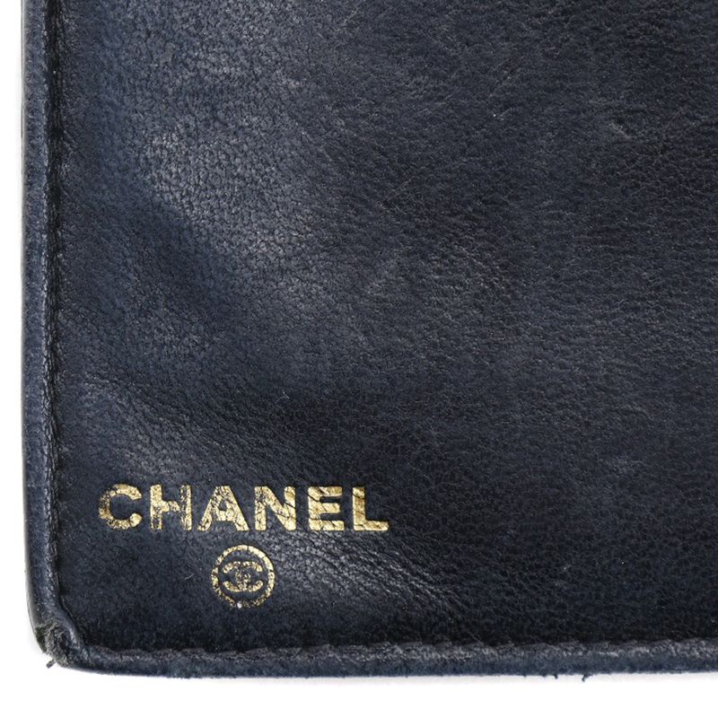 Chanel Caviar Skin Black Women's Long Wallet