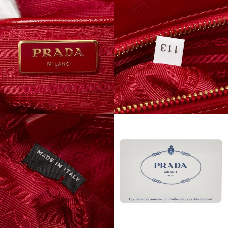 Prada Triangle Logo Plated Galleria Handbag Shoulder Bag 2WAY Bn2274 Red