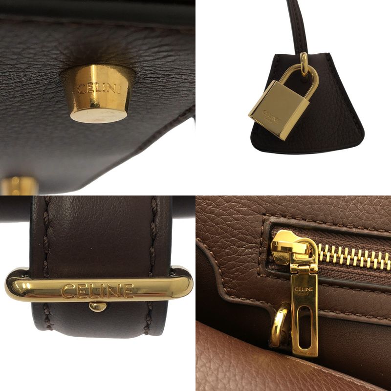 Celine - Conti Supple Calfskin Leather Handbag - Chesnut - Women's