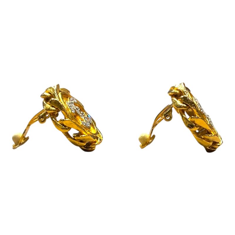 Chanel 2 3 Coco Mark Stone Earrings Ladies Gold FREE