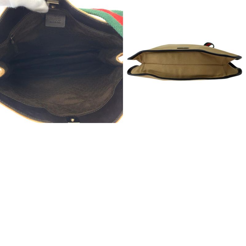 Gucci Sherry Line Beige Red Green Silver Hardware Canvas 001 4321 Hobo One