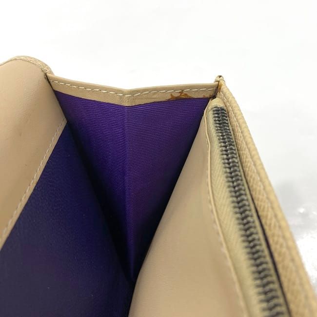 Bulgari Bifold Long Wallet Beige Silver Hardware Bulgari