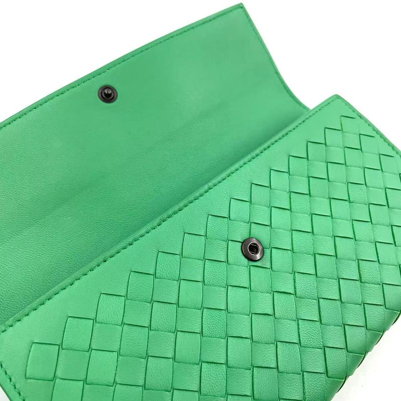 Bottega Veneta Intrecciato Fold Wallet Leather Green Wallet Black