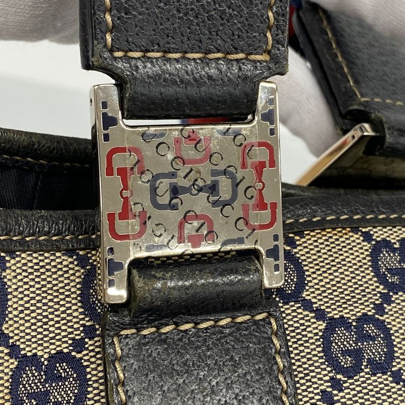 Gucci Tote Bag GG Canvas/sherry Line 145758 Canvas Beige Navy Red Silver