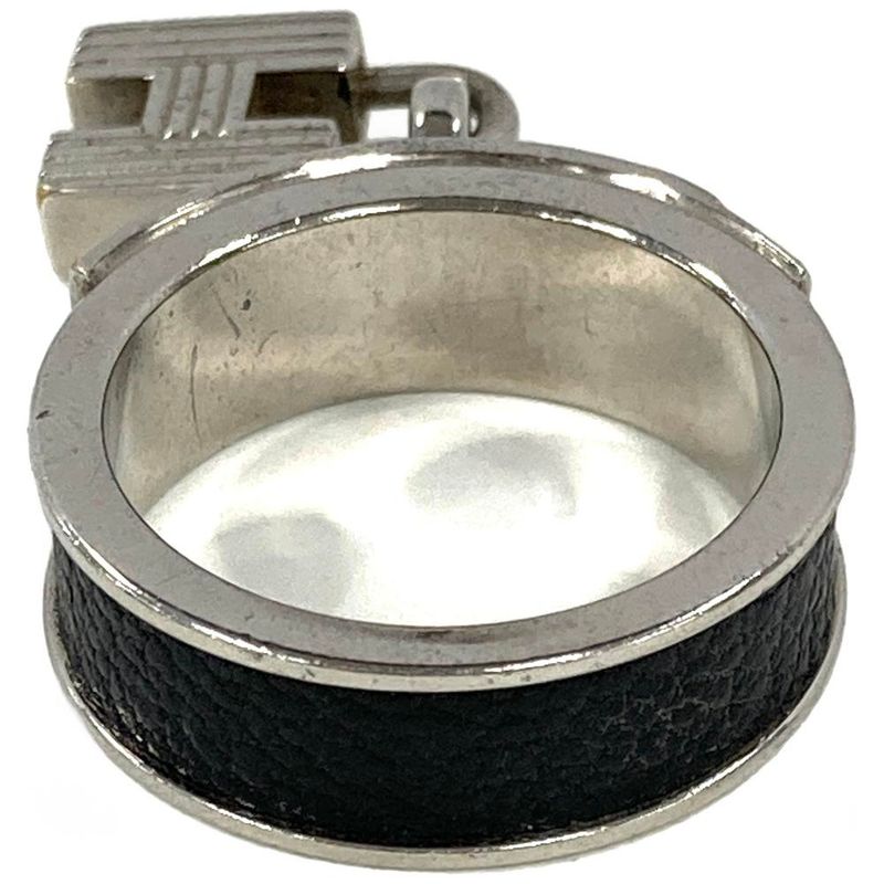 Hermes H Cadenas Scarf Ring Leather Black Unisex