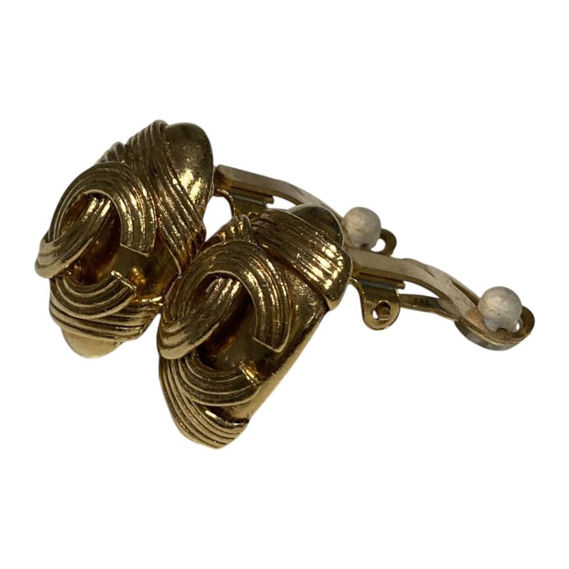 Chanel ⑤ 94A Oval Shape Coco Mark Earrings Ladies Gold