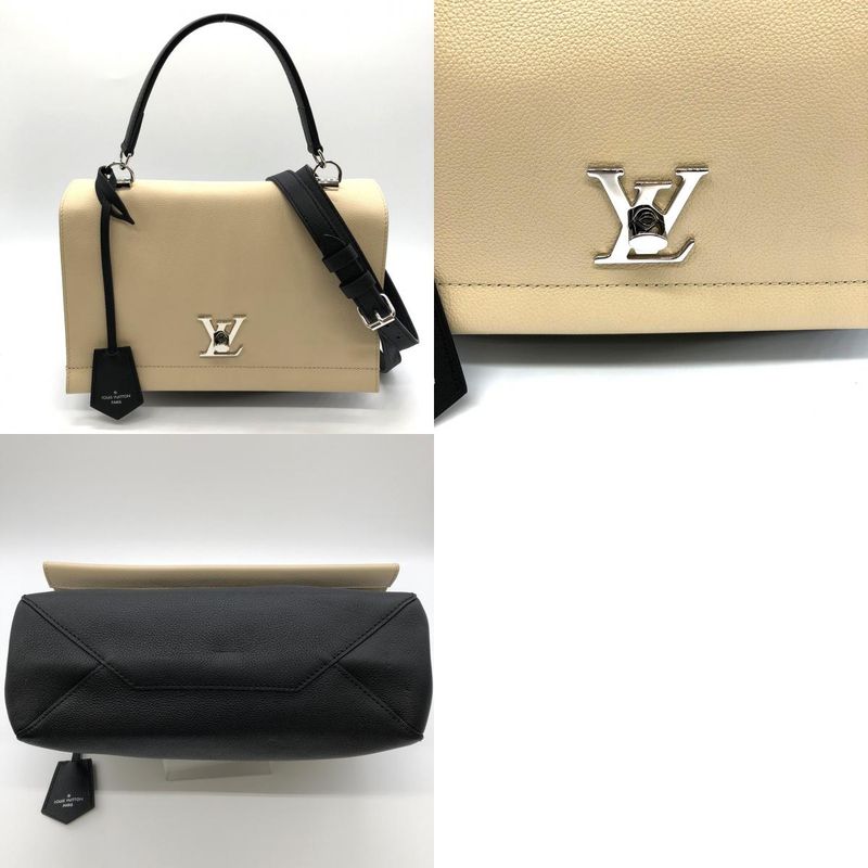 Louis Vuitton Lock Me 2 M50252 Handbag Shoulder Bag 2way Calf Leather Beige/blac