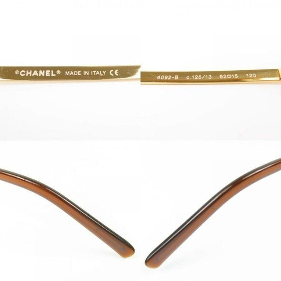 Chanel Vintage Sunglasses Rhinestone CC Logo Rimless Gradient Gold Y2K