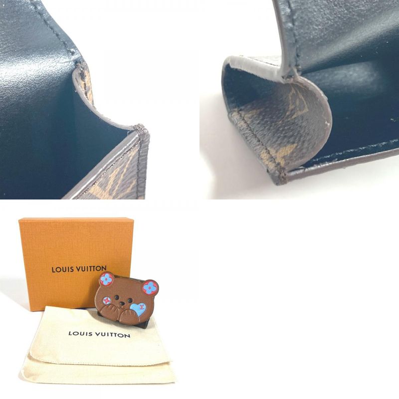 Louis Vuitton Key Holder Earphone Pouch LV Bear M01361 Leather Brown