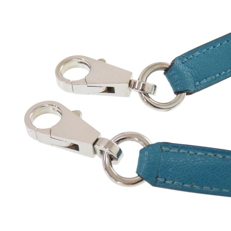 Hermes Chevre Turquoise Shoulder Strap Blue 0551 Hermes