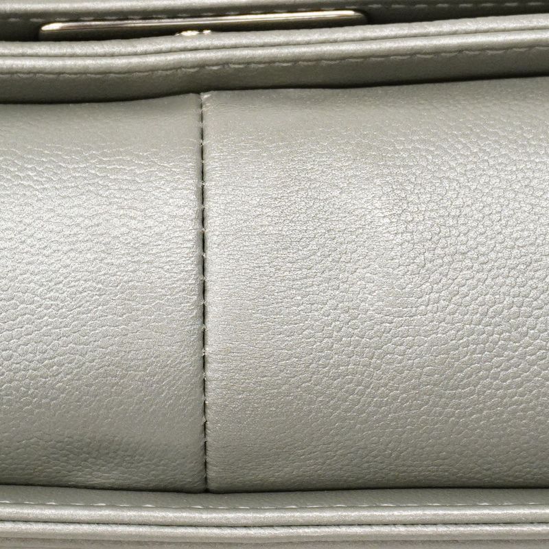 Chanel Shoulder Bag Boy Chanel Caviar Skin Gray Silver Hardware Women