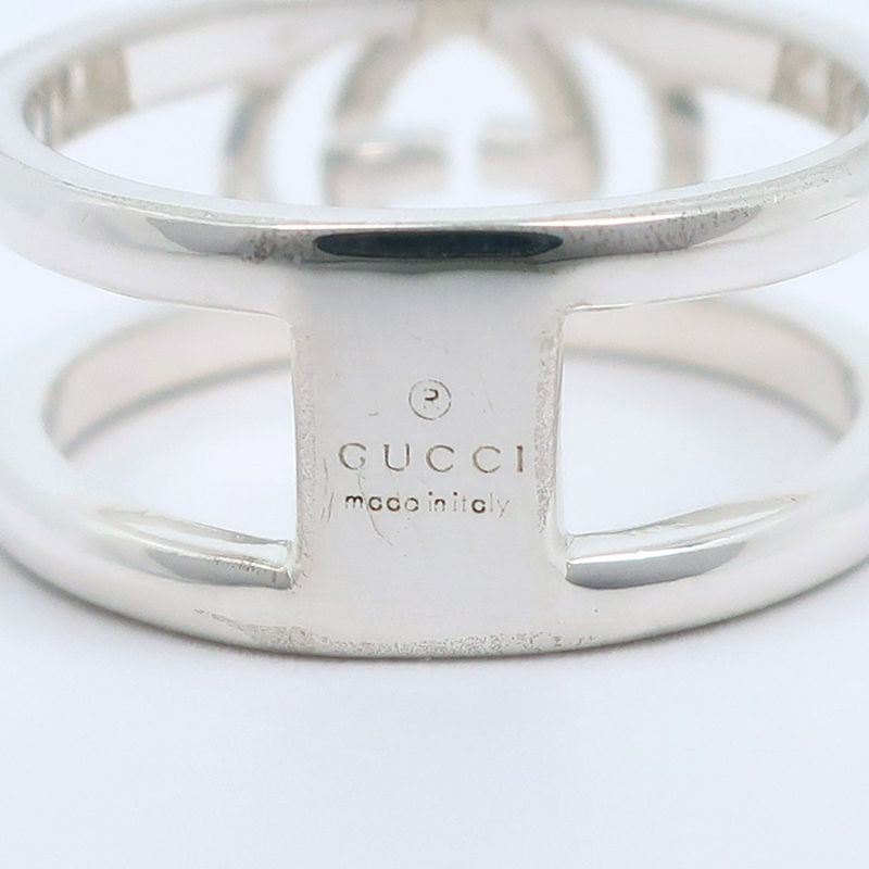 Gucci Interlocking G Open Silver 925 Size 14 Ladies 5.2g Ring
