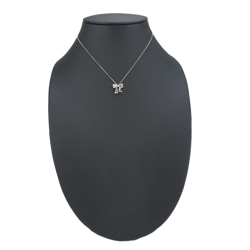 Tiffany & Co Necklace 925 Silver Approx 2.8g Silver Ribbon Motif Cute Accessory