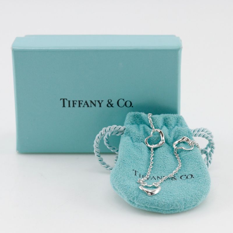 Tiffany & Co Open Heart 3P Elsa Peretti Silver 925 Ladies 3.0g Necklace