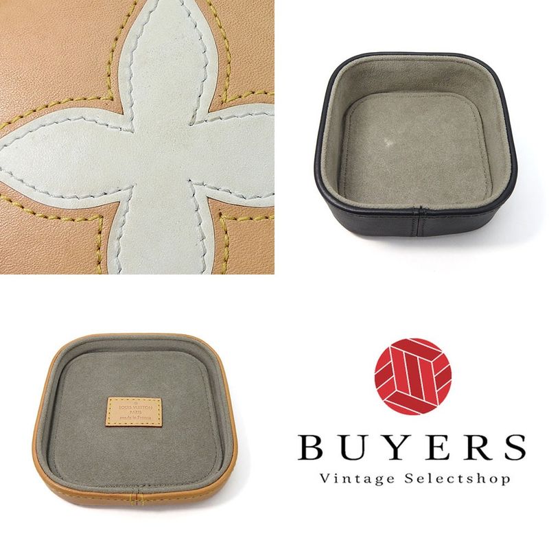 Louis Vuitton Jewelry Box Small Accessory Case Bois Clarins Beige Black Leather