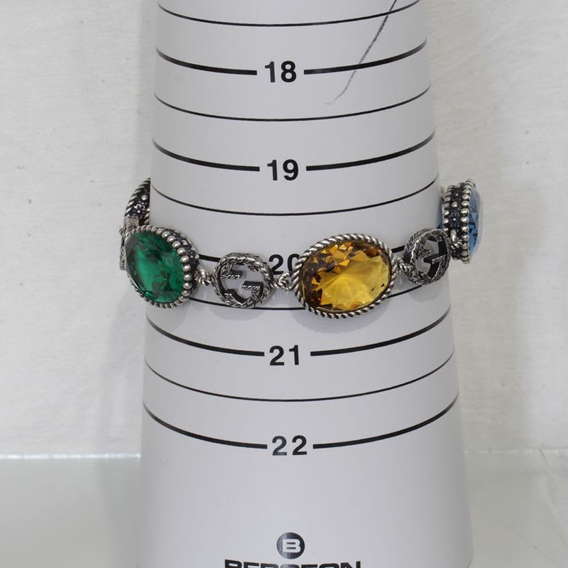 Gucci Multi-stone Bracelet Silver 925 Red Blue Yellow Green Men's E1036