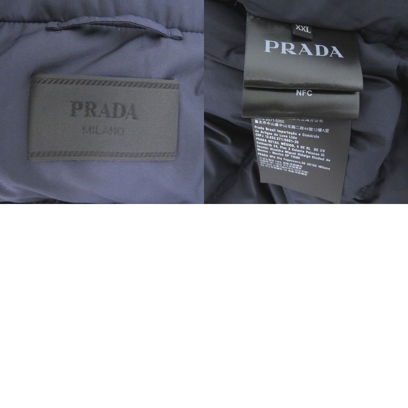 Prada Cropped Technical Fabric Hooded Down Jacket Navy 0513 Prada