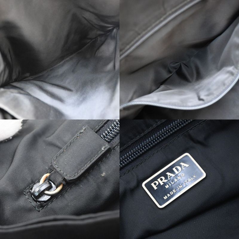 Prada Hand Bag Tote Bag Logo Nylon Black 67ka853