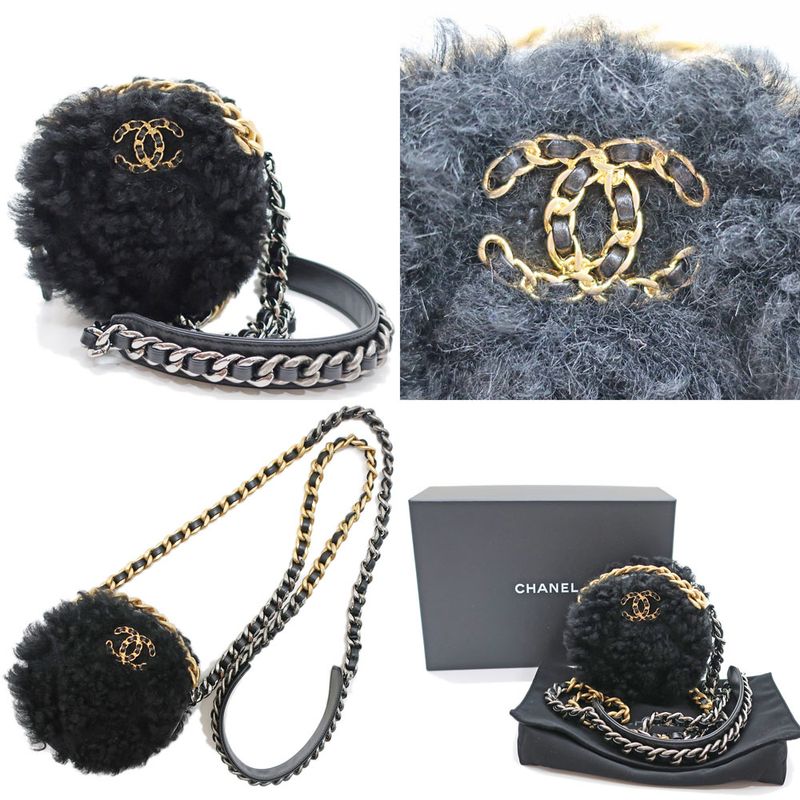 Chanel Round Boa Shoulder Bag Chanel 19 Black Ap0945 Gold Chain Round