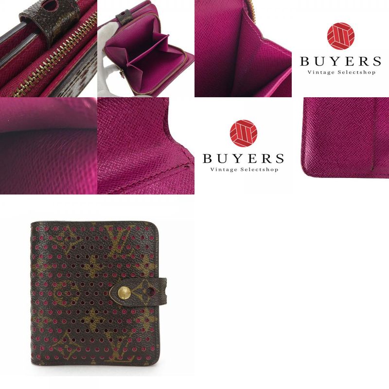 Louis Vuitton Bifold Wallet M95188 Monogram Perfot Fuchsia Brown Gold Hardware