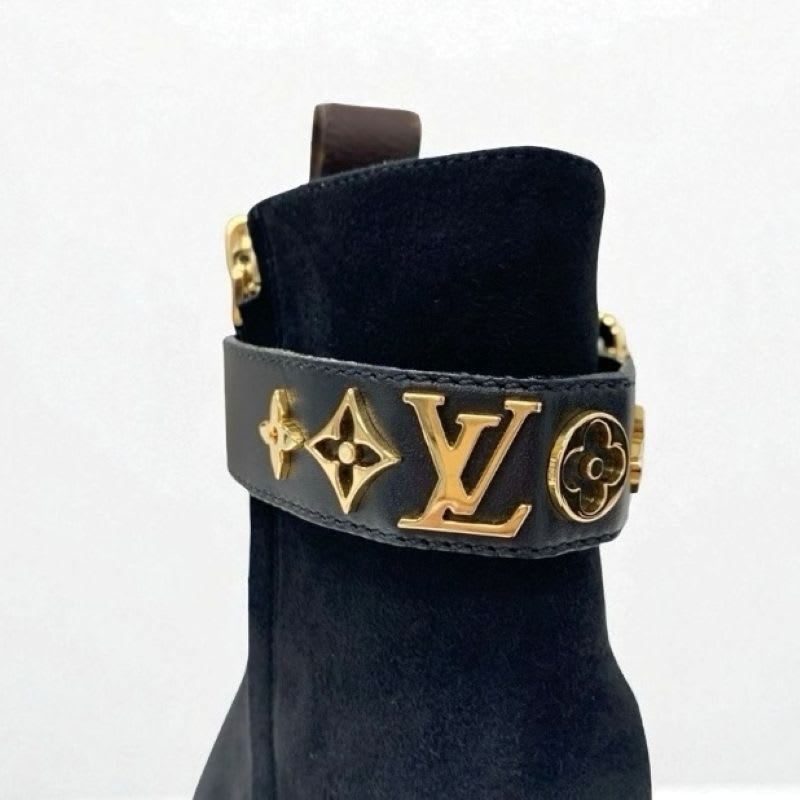 Louis Vuitton Silhouette Line Monogram Boots Short Shoes Suede Black