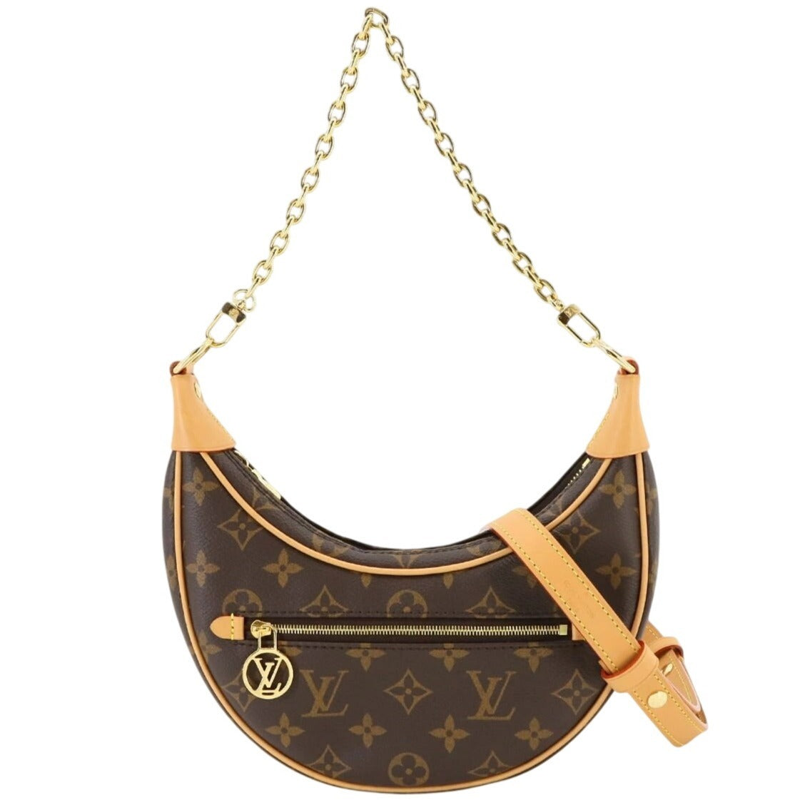 Louis Vuitton Monogram Loop Handbag Shoulder Bag Half Moon Brown Tan