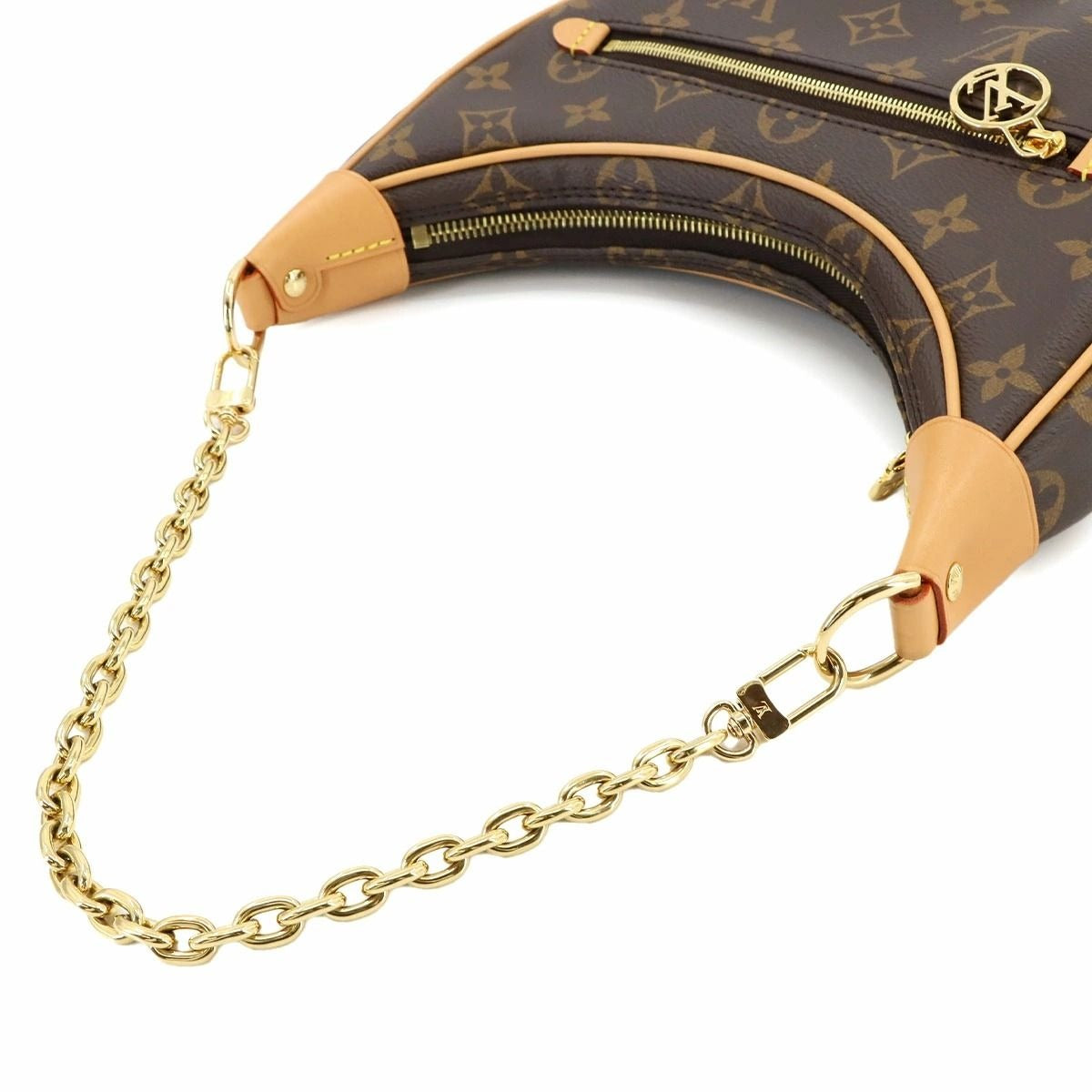 Louis Vuitton Monogram Loop Handbag Shoulder Bag Half Moon Brown Tan