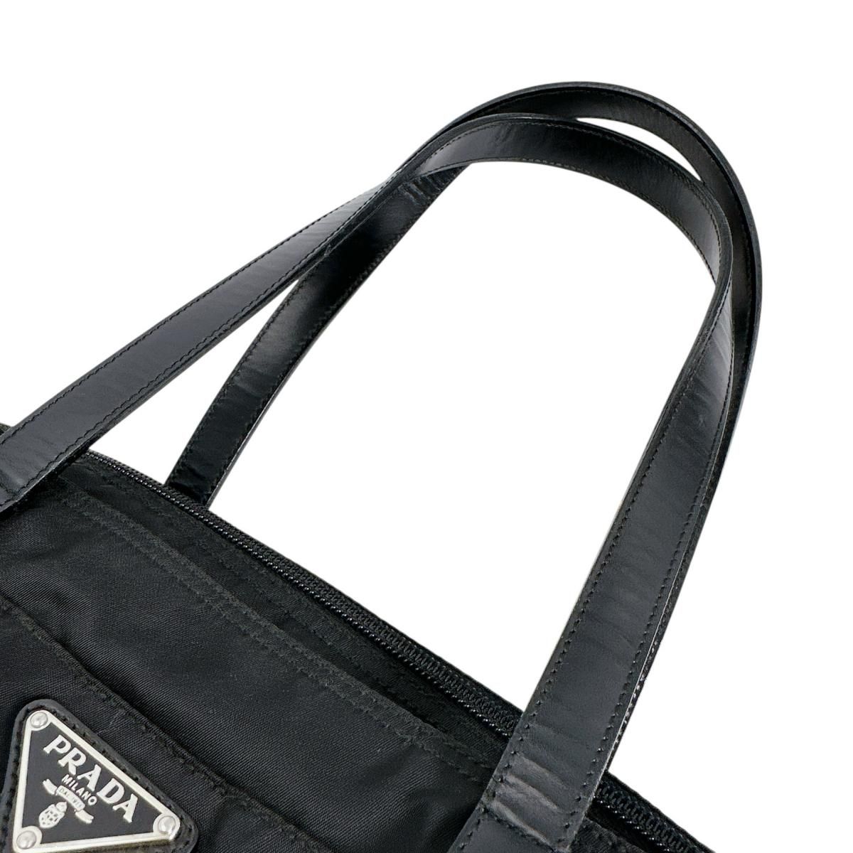 Prada Handbag Triangle Logo Tote Bag Black