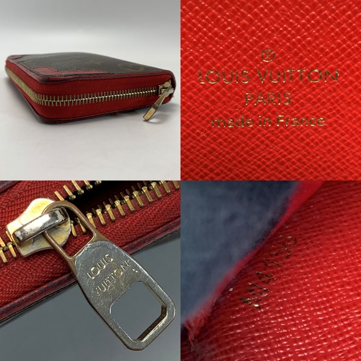 Louis Vuitton Monogram Zippy Wallet Retiro M61854 Series (Red) Round Zipper